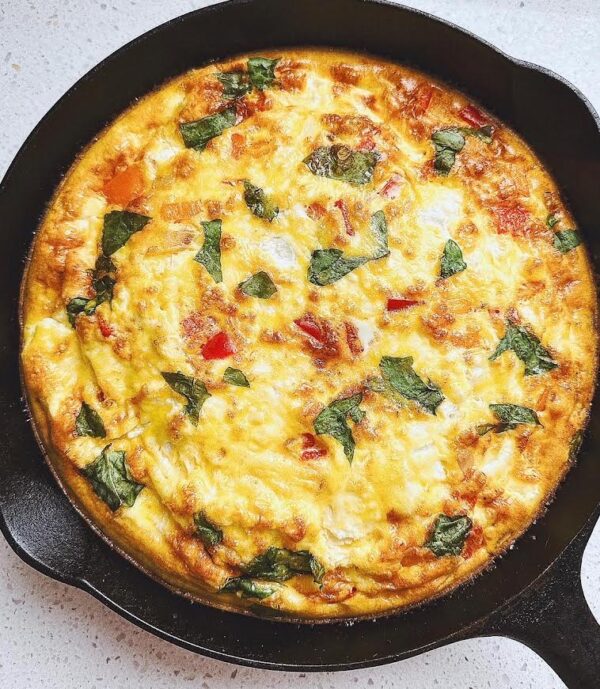 Chicken Sausage, Bell Pepper and Goat Cheese Frittata | Chef Jen